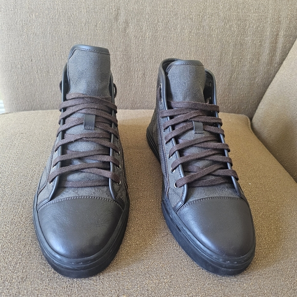 Gucci Brown Monogram High-Top Canvas Sneakers Gucci Size 8/US 8.5 - Picture 2 of 15